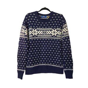 Polo Ralph Lauren Men's Fair Isle Nordic Cotton Cashmere Snowflake Sweater Small